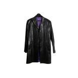 OZWALD BOATENG MENS BESPOKE COUTURE BLACK LEATHER COAT,