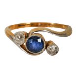 A SAPPHIRE AND DIAMOND RING, EARLY 20TH CENTURY