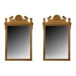 A PAIR OF MODERN GEORGE I STYLE GILT WOOD MIRRORS