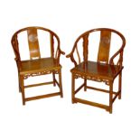 A PAIR OF CHINESE ROSEWOOD CHAIRS, 20TH CENTURY