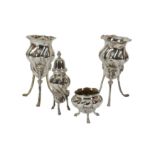 A PAIR OF VICTORIAN STERLING SILVER POSY VASES