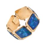 Vintage Blue Square Link Bracelet CIRCA 1970's