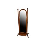 A CONTINENTAL CHERRY WOOD CHEVAL MIRROR, IN THE BIEDERMEIER STYLE, 20TH CENTURY,