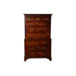 A GEORGE III CHINESE CHIPPENDALE MAHOGANY CHEST ON CHEST