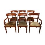 A SET OF FIVE LATE REGENCY MAHOGANY BAR BACK DINING CHAIRS