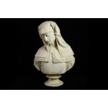 A FINE LATE 19TH CENTURY ITALIAN MARBLE BUST OF A MAIDEN OR FEMALE SAINT