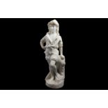 CESARE LAPINI (ITALIAN, 1848-1893): A MARBLE FIGURE OF A FISHERBOY