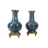 PAIR OF LATE 19TH CENTURY CHINESE CLOISONNE VASES WITH ORMOLU MOUNTS