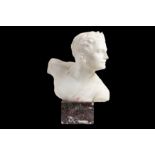 PROFESSOR OTTO POERTZEL (1876-1963): A 1920'S ALABASTER AND MARBLE BUST OF GREEK ATHLETE