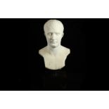 AFTER ANTOINE DENIS CHAUDET (FRENCH, 1763-1810): A LARGE 19TH CENTURY MARBLE BUST OF NAPOLEON