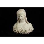 ATTRIBUTED TO PIETRO BAZZANTI (ITALIAN 1825-1895): A LATE 19TH CENTURY ORIENTALIST BUST OF A GIRL