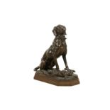 ALFRED BARYE (FRENCH, 1839-1882): A BRONZE MODEL OF A HUNTING DOG