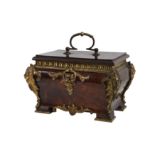 A 19TH CENTURY FRENCH REGENCE STYLE TORTOISESHELL AND GILT BRONZE MOUNTED CASKET