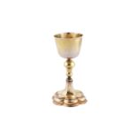 An early 18th century German silver gilt traveling chalice, Nuremberg circa 1730 by NH conjoined