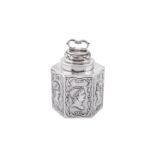 An early 20th century German sterling silver tea caddy, Hanau by George Roth and Co, import marks