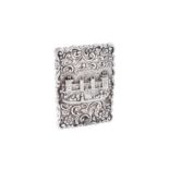 A Victorian sterling silver ‘castle top’ card case, Birmingham 1852 by Fredrick Marson