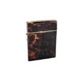 A mid-19th century French pressed tortoiseshell card case, circa 1850