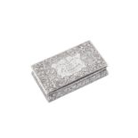 A Victorian sterling silver snuff box, Birmingham 1849 by Taylor and Perry