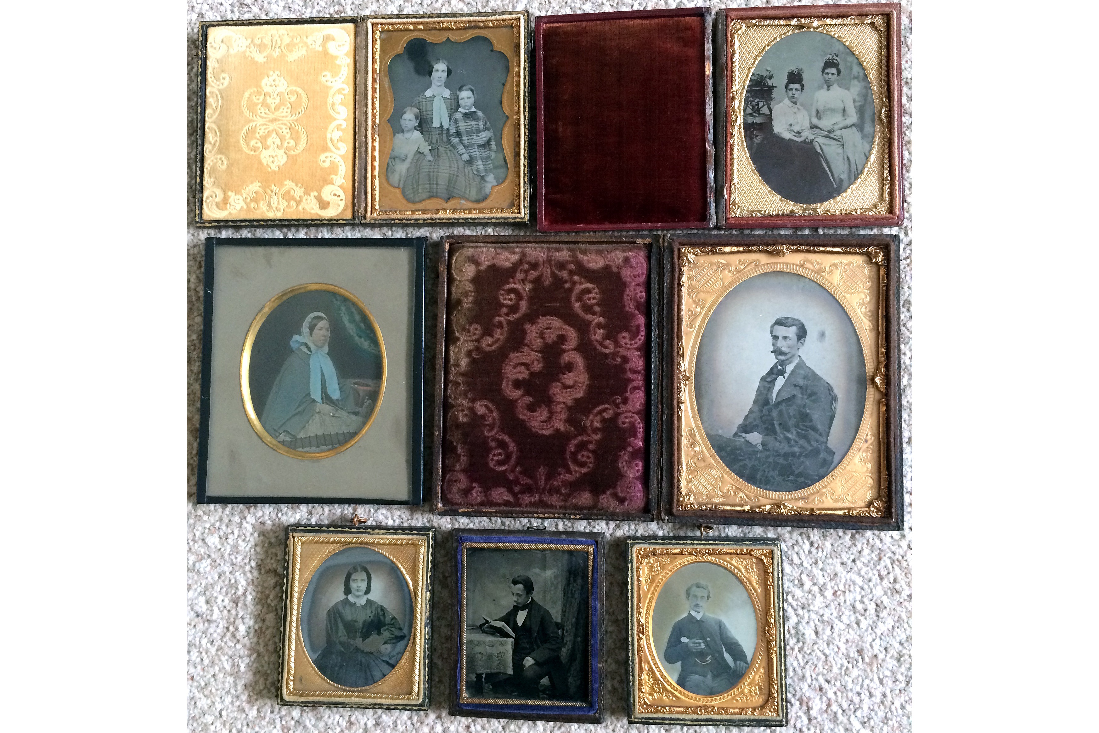 Group of Seven Ambrotypes, to include Hand-Coloured Examples.