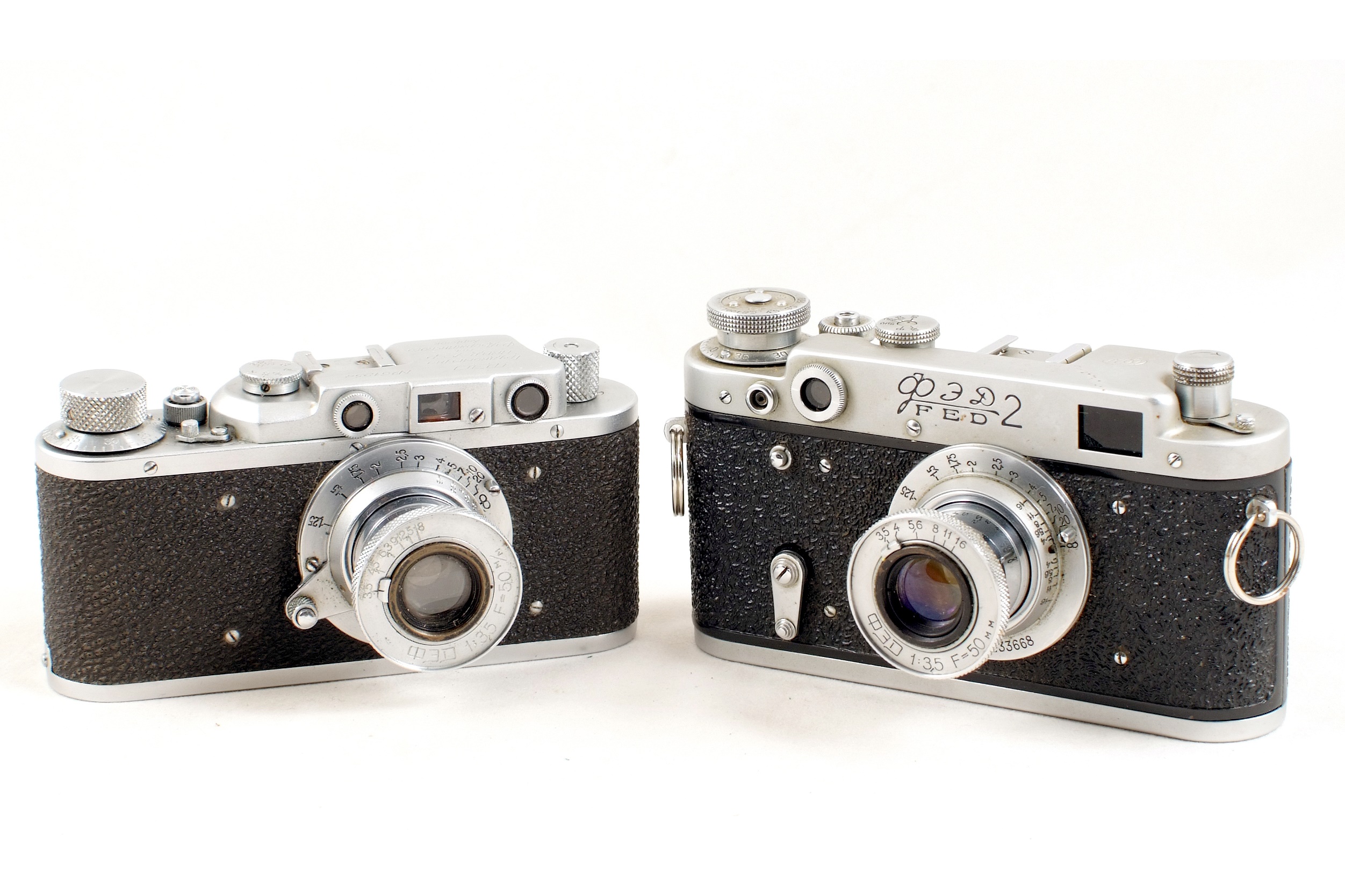 A FED I & a FED 2 Leica Copy with Elmar Type Lens.