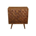 A CONTEMPORARY ACACIA WOOD SIDE CABINET
