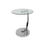A GLASS AND CHROME TABLE, IN THE MANNER OF EILEEN GREY, CONTEMPORARY