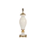 A WHITE ONYX BALUSTER TABLE LAMP