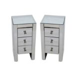 A PAIR OF CONTEMPORARY MIRRORED BEDSIDE CHESTS