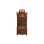 A DUTCH WALNUT AND INLAID APPRENTICE PIECE STYLE BOOKCASE