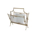 A FRENCH MAISON JANSEN STYLE BRASS MAGAZINE RACK