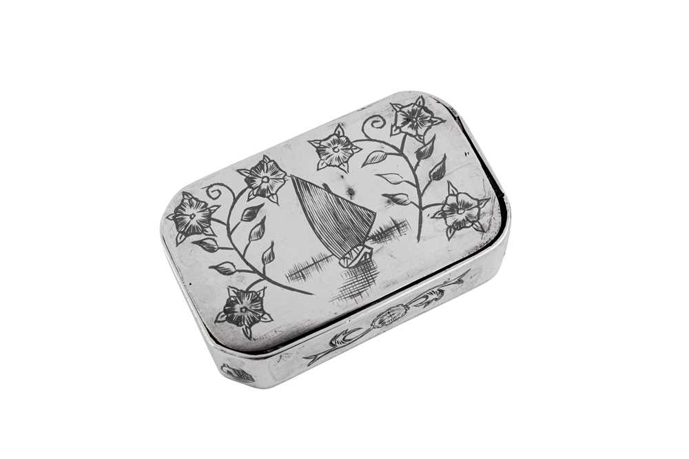 An early 20th century Iraqi silver and niello snuff box, Basra circa 1910