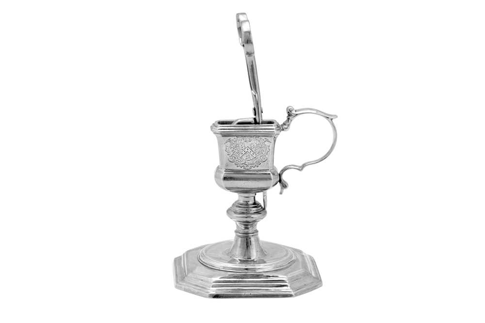 Welsh Interest - A George I sterling silver snuffers and stand, London 1724 by Matthew Cooper (this