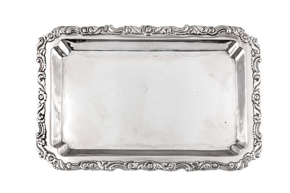 A mid-19th century Chinese Export silver tray, Canton circa 1850, mark of Khecheong