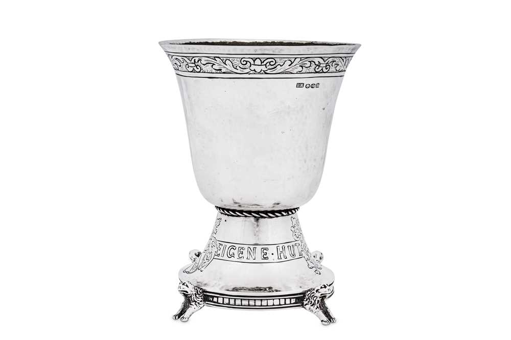 An early 20th century German historismus sterling silver goblet, Hanau by Neresheimer, import marks