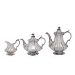 A mid-19th century German 13 loth (812 standard) silver tea and coffee service, circa 1860 marked Sc