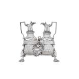 A George II sterling silver oil and vinegar cruet, London 1753 by Samuel Wood (first reg. 3rd July 1