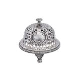 A Victorian sterling silver table bell, Birmingham 1891 by Samuel Walton Smith