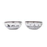 A pair of mid-20th century Iraqi silver and niello bowls, Basra circa 1950