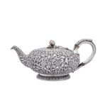 A rare mid-19th century Anglo – Indian silver teapot, Cutch, Bhuj, circa 1860 by Oomersi Mawji (acti