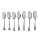 A mixed group of George II / III Scottish and English sterling silver tablespoons