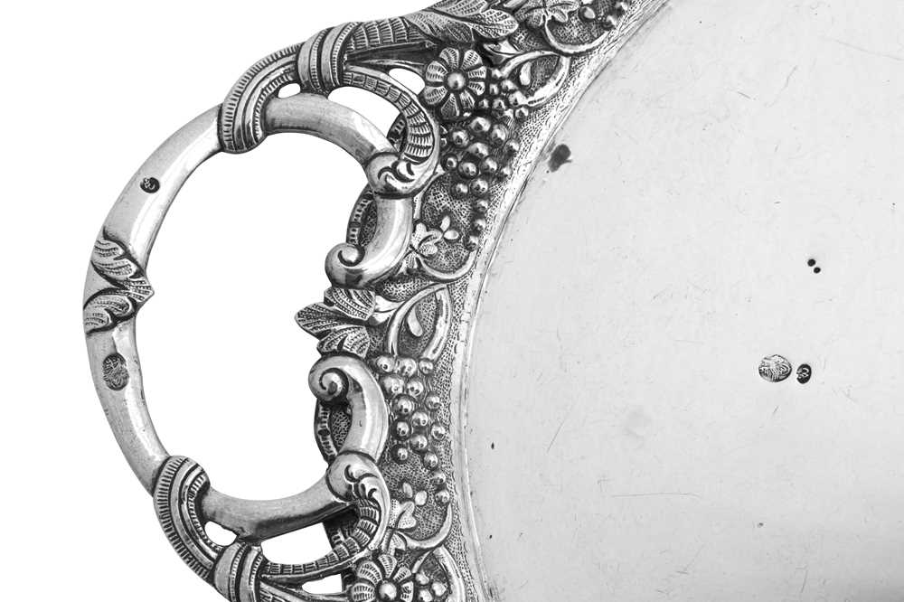 A late 19th century Ottoman Turkish 900 standard silver twin handled tray, Tughra of Sultan Abdul Ha - Image 2 of 5