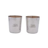 A pair of early 19th century Portuguese silver beakers, Lisbon circa 1815 by Joaquin Prudêncio Vital