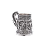 A late 19th / early 20th century Burmese unmarked silver mug, upper Burma circa 1900