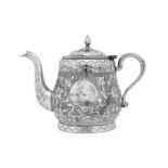 An early to mid 20th century Iranian (Persian) silver and niello teapot, Tabriz circa 1930