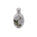 A Victorian sterling silver and enamel scent bottle, London 1889 by Sampson Mordan