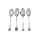 Four George I sterling silver tablespoons