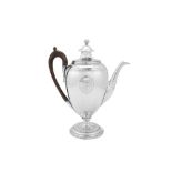 A George III sterling silver coffee pot, London 1792 by John Scofield (reg. 13th Jan 1778)