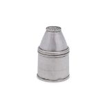 A Charles X early 19th century French 950 standard silver powder shaker / pounce pot, Paris 1824-27
