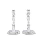 A rare pair of Louis XV early 18th century French provincial silver candlesticks, Saintes 1725-27 by