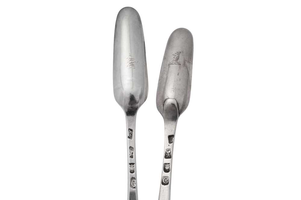 Two George III sterling silver marrow scoops, London 1778 and 1780 by George Smith III - Image 2 of 3